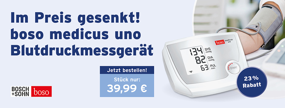 arrhythmie - erkennung, mit standard - zugbuegelmanschette, boso medicus uno, Blutdruckmessgeraet, boso, bosch sohn